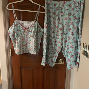 New no tags crop pajama set with camisole top